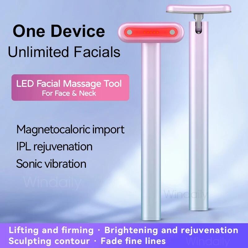 Masajeador varita Facial 4 en 1 LED terapia de luz roja